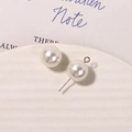 Detailed view of matte white pearl bead with silver metal pin for DIY jewelry making - Artificial Pearl (1 Piece) / 12mm / White