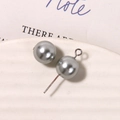 Macro detail of silver grey matte pearls with metal loop pins for DIY jewelry making - Artificial Pearl (1 Piece) / 10mm / Gray