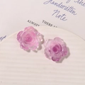Detailed close-up of pink luminous resin rose charms with glitter for DIY shoe decoration - Rose Red