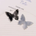 Macro detail of ink-style acrylic butterfly charms with dual holes for DIY jewelry making - Black
