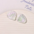 Macro detail of pearlescent iridescent shell charms with aurora finish for DIY crafts - Transparent Colorful