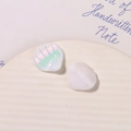 Macro detail of iridescent shell charms for DIY accessories and decorative shoe buckles - White Plated