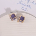 Detailed view of purple cubic gemstone charms with textured gold rim for DIY jewelry - Purple