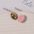 Macro detail of oval resin shell charms and pink acrylic pieces for DIY jewelry crafting - Small (1 Piece, 10x14mm) / Pink