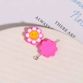 Détail de breloques fleurs émaillées roses avec smiley pour accessoires de cheveux DIY - 1 Pièce / Rose rouge