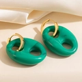 Eleganti orecchini in resina verde con dettagli in metallo dorato su seta - Orecchini a naso di maiale - Verde (2095)