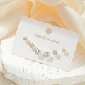 Lot de 6 puces d'oreilles carrées en zircone et acier inoxydable doré élégant - Lot de 3 paires / Style Carré Doré