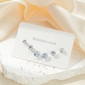 Lot de trois paires de boucles d'oreilles carrées en zircon de tailles dégradées - Lot de 3 paires / Style Carré Argenté