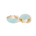 Orecchini a cerchio a C in resina azzurra con eleganti estremità in metallo dorato - Cerchio C-Blu