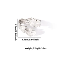 Leaf design open ring in silver finish with textured veins and 18k gold plating - Adjustable Open Size / Hollow Leaf Shape Style (TYR0504) / Silver
