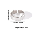 Polished silver stainless steel ring with vertical grooves, size 1.7cm and weight 2.8g - Adjustable / Grooved Stripe Style (TYR0508) / Silver