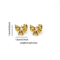 Détails de boucles d'oreilles papillon en cristal coloré avec dimensions 1,8 x 1,6 cm - Nœud en Pierres Colorées Pavées (E0696)