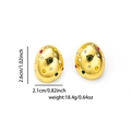 Detail of vintage teardrop earrings with colorful crystals, sized 2.6cm by 2.1cm - Vintage Multicolor Cut Egg Shape (E0693)