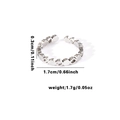Adjustable hollow heart silver stainless steel ring with 0.3cm width and geometric style - Adjustable / Geometric Circle Array Style (TYR0519) / Silver