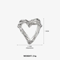 Silver hollow heart ring with hammered texture, adjustable open band, 1.9cm height - Adjustable / Hammered Heart Style (TYR0194) / Silver