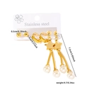 Set de boucles d'oreilles en acier doré avec puces perles, créoles et pampilles étoile - Ensemble Boucles d'Oreilles Étoile Boule Ronde 0601