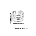 Bague ouverte en acier inoxydable argenté à lignes parallèles, hauteur 1,2 cm - Ouvert Réglable / Style de Lignes Parallèles Multi-couches (TYR0643)