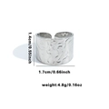 Bague ouverte large irrégulière en acier titane argenté avec détails de dimensions - Ouvert Réglable / Style Martelé Large (TYR0587)