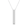 Minimalist silver vertical tube pendant necklace in durable polished stainless steel - Steel