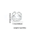 Anello regolabile multistrato in acciaio inossidabile argento con onde cave - Aperto Regolabile / Stile Intrecciato a Onde (R0610)