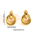 Vue détaillée des boucles d'oreilles créoles dorées vintage avec dimensions et poids - Boucles d'oreilles Polies et Torsadées Entrelacées (TYE0769)