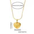 Macro shot of 18k gold plated heart pendant necklace showing dimensions and 39cm length - 3D Ribbed Heart Style (TYN0202)