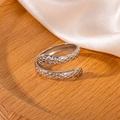 Detail of silver snake ring featuring intricate scale textures and adjustable open band - Steel Color Style 8
