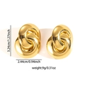 Vue détaillée des boucles d'oreilles doubles anneaux en acier doré avec mesures - Boucles d'oreilles 3D à Double Fermoir Minimaliste (TYE0766)