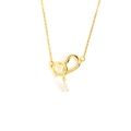 Vue détaillée du collier nœud doré avec pendentif cristal en forme de poire - Style Fermoir Anneau Entrelacé Doré (TYGN0215)