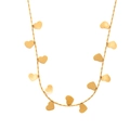 Elegant gold titanium steel necklace featuring ten smooth heart-shaped pendant charms - Multi Heart Stainless Steel Necklace - Gold