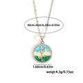 Detail of rose oil painting pendant with pearl accents on a fine silver necklace - Round Landscape Rose Style (EXRGN0250)