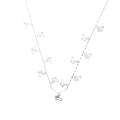 Detailed view of silver butterfly necklace with matte finish and hollow butterfly charms - Multi Butterfly Style (0286) - Silver