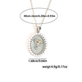 Detail of blue enamel necklace pendant with gold ginkgo leaf and pearl trim measurements - Silver Oval Pearl Ginkgo Leaf Style (EXRGN0246)