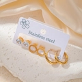 Lot de trois paires de boucles d'oreilles en acier inoxydable avec puces dorées - Ensemble Créoles Strass (TYE0463)