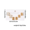Détails de trois paires de boucles d'oreilles ours en acier inoxydable doré avec strass - Boucles D'oreilles Ours En Zircon 0956