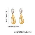Detail showing dimensions of bicolor titanium steel teardrop earrings with 18k gold plating - Gold and Silver Contrast (EXRGE0928)