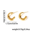 Poliertes C-förmiges Gold-Ohrring-Set mit Maßen: 2,38 cm Höhe und 1,72 cm Breite - Dicker C-Form Stil (0912)