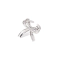 Minimalist silver ribbon bow ring with a polished metallic finish on a white background - Silver