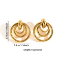 Boucles d'oreilles vintage en acier titane doré avec cercles géométriques superposés - Boucles d'oreilles 3D à Quatre Anneaux Superposés (TYE0774)