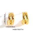 Boucles d'oreilles doubles créoles dorées en acier titane avec dimensions et poids - Boucles d'oreilles Géométriques à Double Anneau Polies (TYE0775)