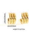 Boucles d'oreilles créoles triples en acier titane doré poli pour un look vintage - Boucles d'oreilles Goutte Créoles Rondes à Triple Couche (TYE0776)