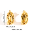 Boucles d'oreilles créoles triple couche en acier titane doré avec mesures - Boucles d'oreilles Polissage Miroir Superposées à Triple Cercle (TYE0780)