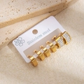 Three-pair gold stainless steel rhinestone hoop earrings set on floral card display - Full Zirconia Small Hoop (1189) / Gold