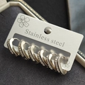 Three pairs of silver stainless steel hoop earrings with sparkling cubic zirconia inlay - Heart Full Zirconia (1030) / Silver