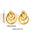 Boucles d'oreilles géométriques en acier titane doré avec cercles polis brillants - Boucles d'oreilles Goutte Or Multi-Anneaux Liées Géométriques (TYE0786)
