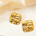 Orecchini quadrati a trama intrecciata minimalisti in acciaio placcato oro 18k - Stile Intrecciato Quadrato (0151)