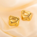 Orecchini ad ala in acciaio al titanio placcati oro su seta color champagne - Stile Concavo Irregolare (0416)