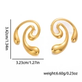 Minimalistische matte goldene Spiralohrringe mit geometrischem Design und Maßenangaben - Mattes Stromlinien Stil (1064)
