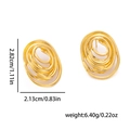 Goldene Vintage-Ohrringe mit geometrischer Spirale aus Edelstahl mit Maßangaben - Abstrakter Ovaler Stil (1066)