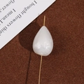 Macro view of teardrop resin pendant with pearlescent finish and gold metal needle - Silver White Teardrop Single Piece (Straight Hole)